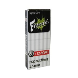 ΦΙΛΤΡΑ FILTRAKI SUPER SLIM 5,6mm 60+12 ΤΕΜ ΦΙΛΤΡΑ FILTRAKI SUPER SLIM 5,6mm 60+12 ΤΕΜ